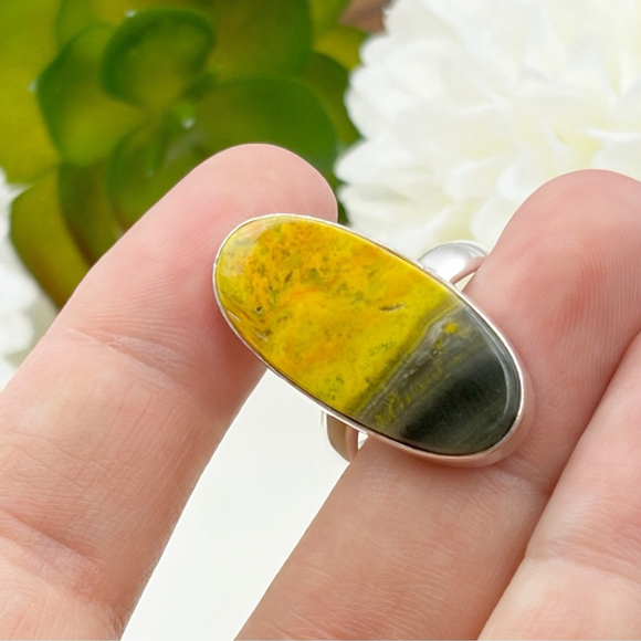 Sterling Silver 925 Bumble Bee Bumblebee Jasper Ring Size 8 Southwest New - Picture 6 of 12